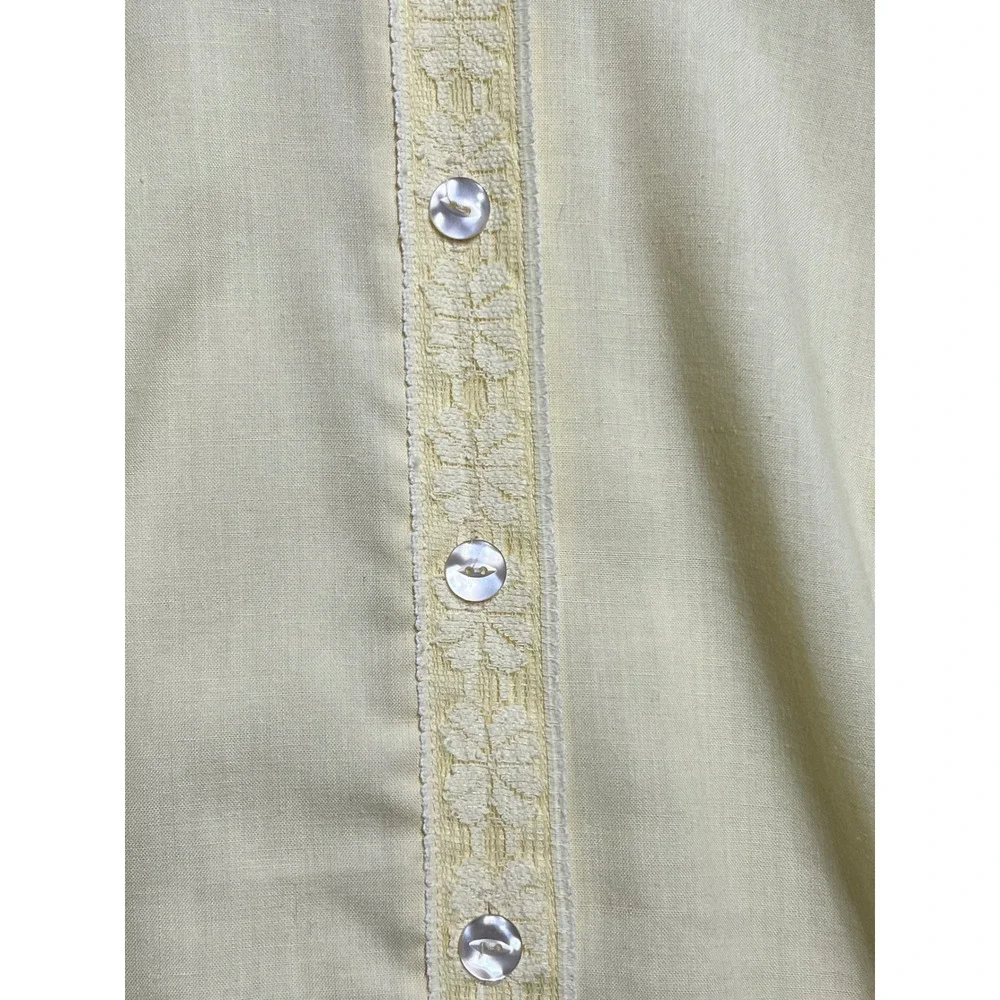 Vintage Ship n Shore 1960s Butter Yellow Lace Puff Sleeve Blouse Top - Picture 7 of 7